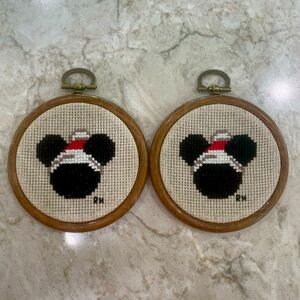 Mickey Mouse Cross Stitched Christmas Decorations!